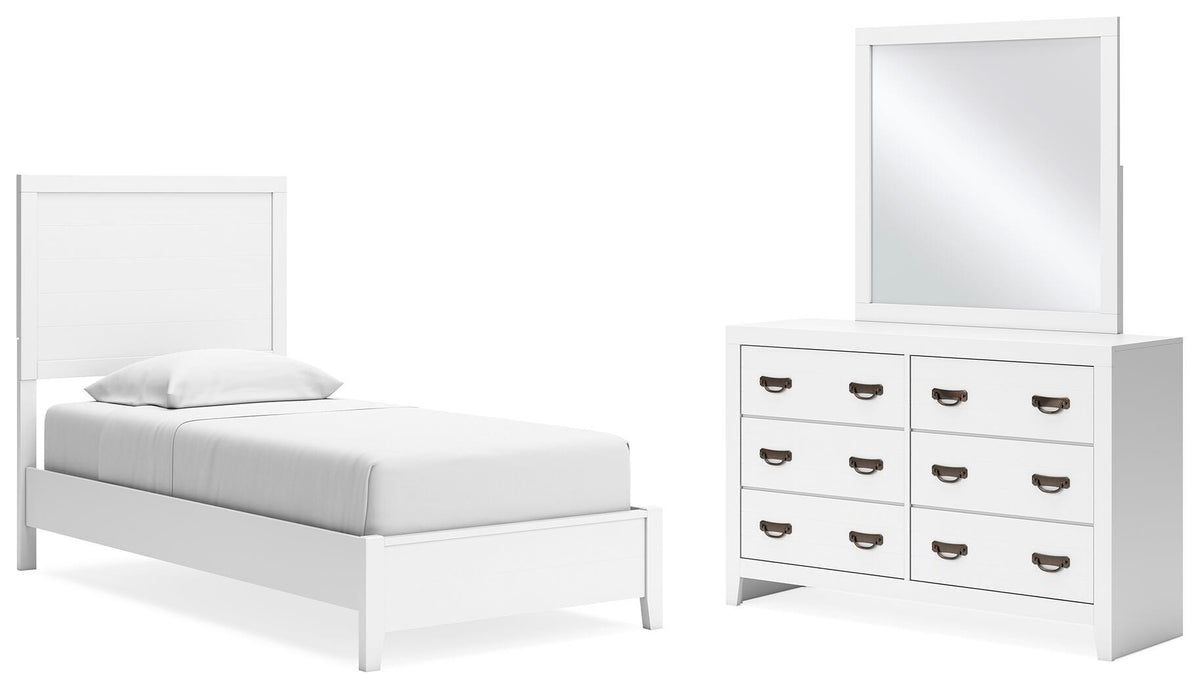 Binterglen Panel Bed, Dresser and Mirror - White  (B427-SI)