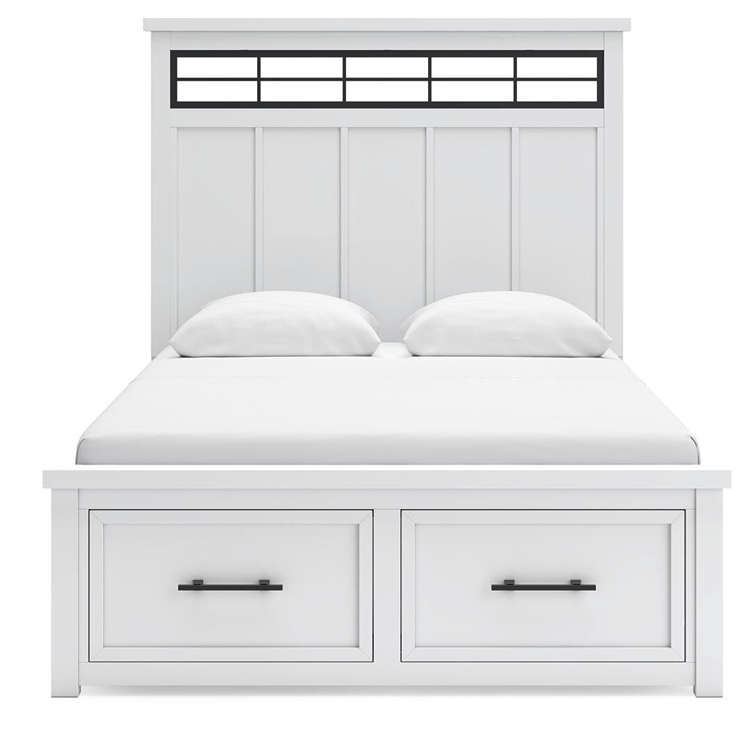 Ashbryn Storage Bed, Dresser, Mirror and Nightstand - White/Natural  (B844-SI) - Image 7
