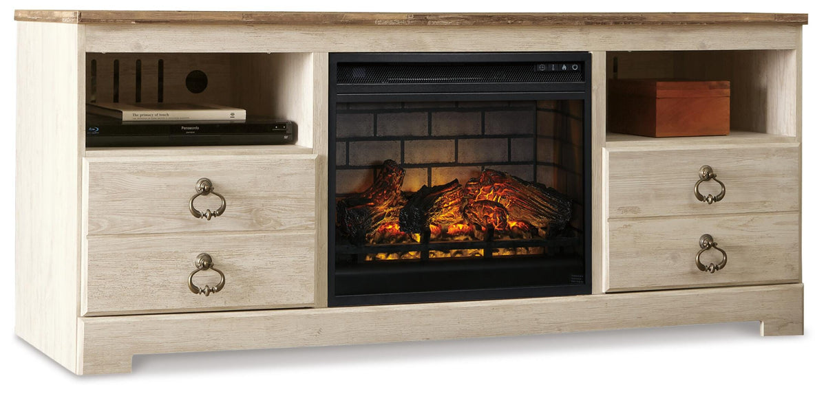 Willowton 64 TV Stand with Electric Fireplace (W267-SI)