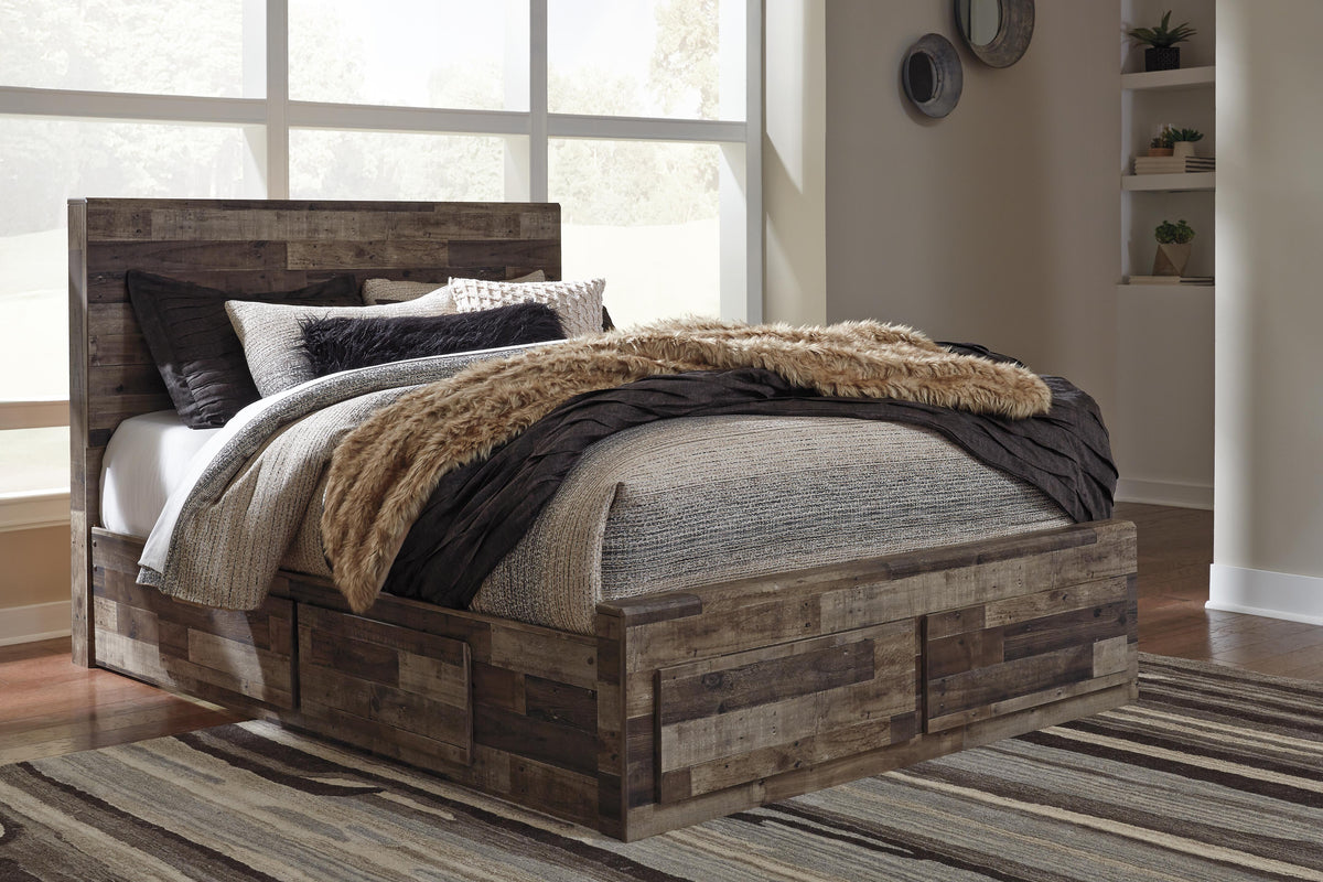 Derekson Panel Bed with 6 Storage Drawers - Multi Gray  (B200-SI) - Image 2