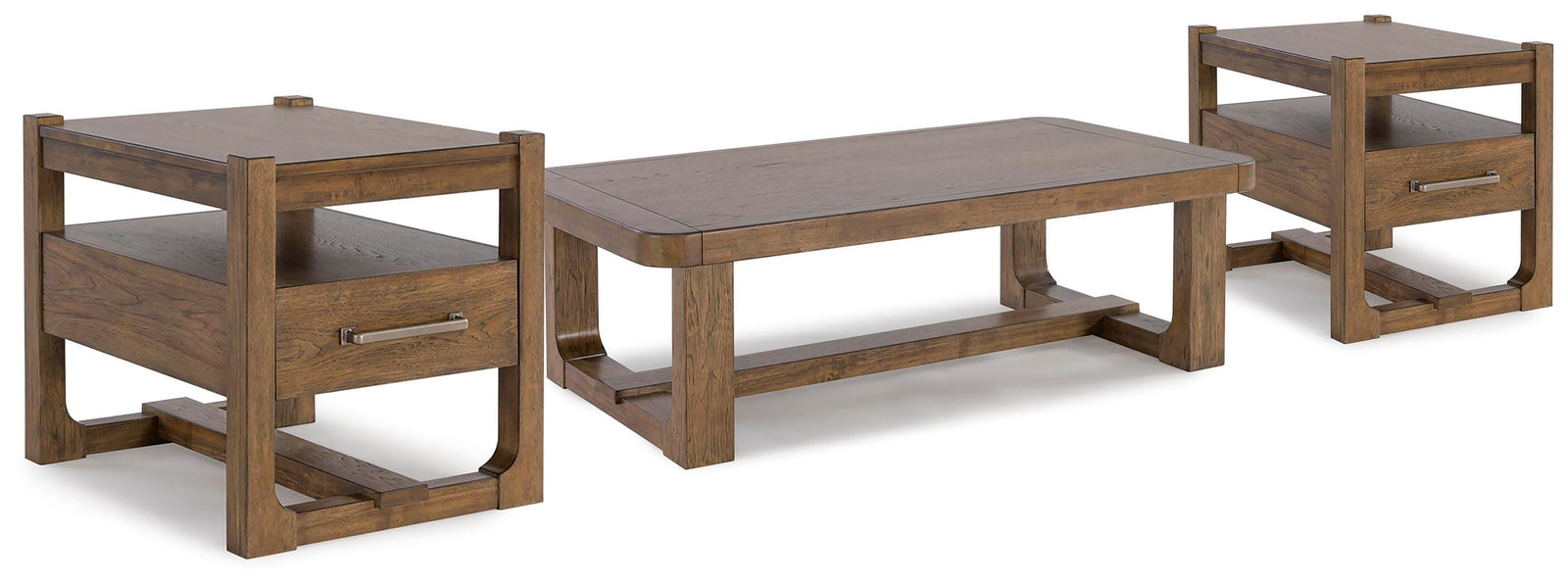 Cabalynn Coffee Table and 2 End Tables - Light Brown  (T974-SI)