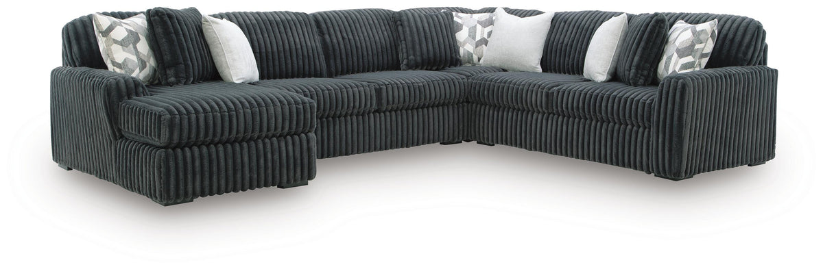 Midnight-Madness 4-Piece Sectional and Ottoman (98105-SI) - Image 4