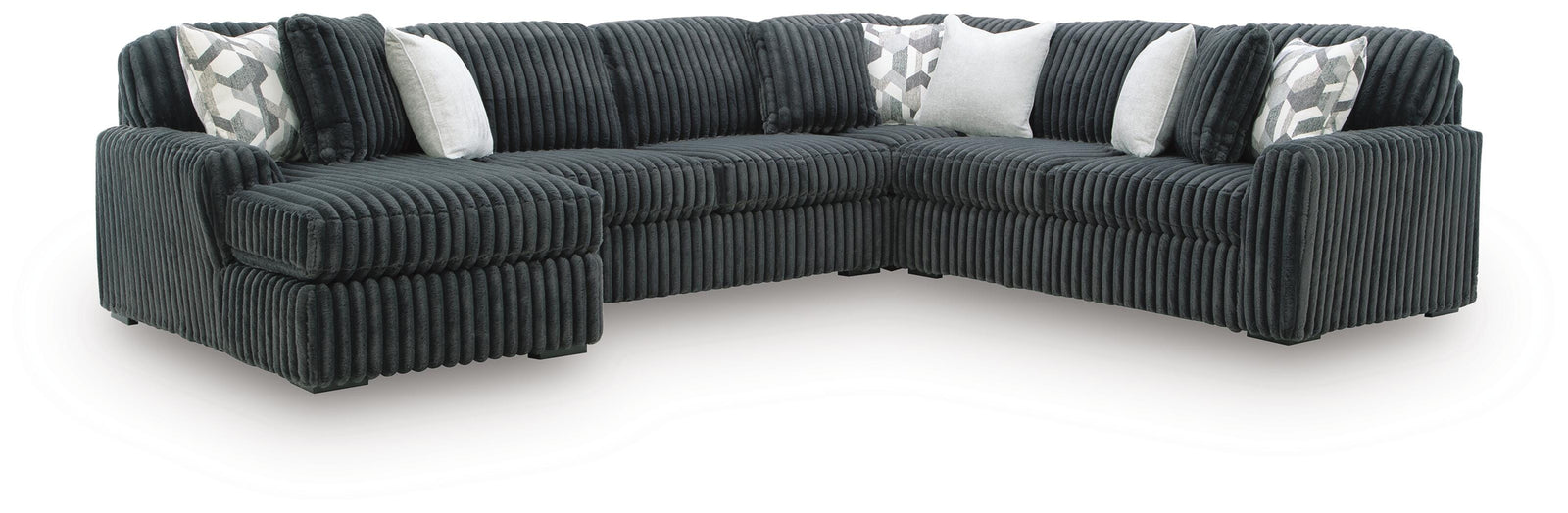 Midnight-Madness 4-Piece Sectional and Ottoman (98105-SI) - Image 4