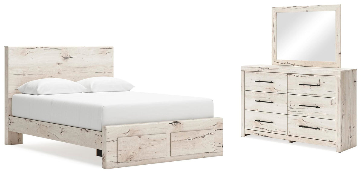 Lawroy Panel Storage Bed, Dresser and Mirror - Light Natural  (B2310-SI)