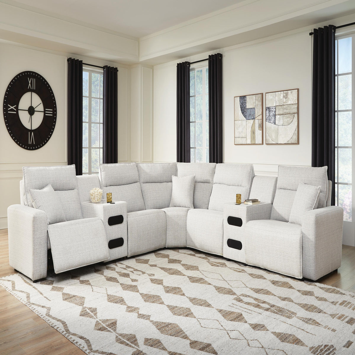 Modmax II 7-Piece Power Reclining Sectional with Audio Consoles (65907-SI) - Image 2