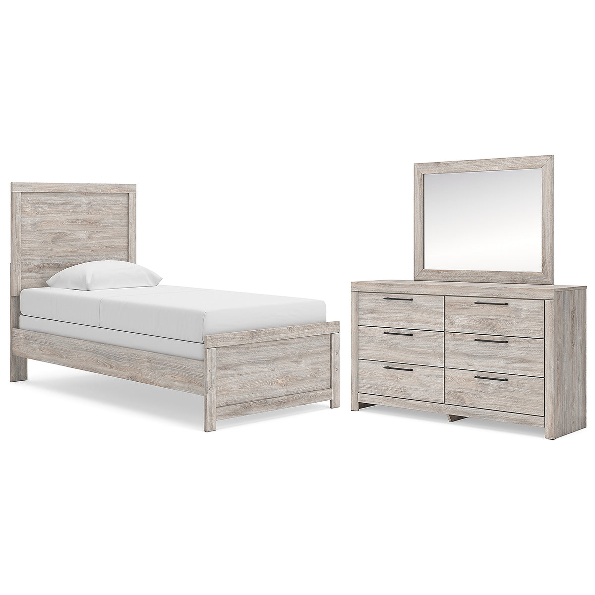 Broachmyn Twin Panel Bed, Dresser and Mirror (PCB1120-SI)