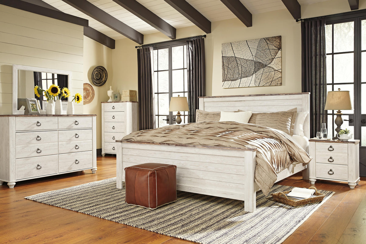 Willowton Panel Bed - Whitewash  (B267-SI) - Image 3