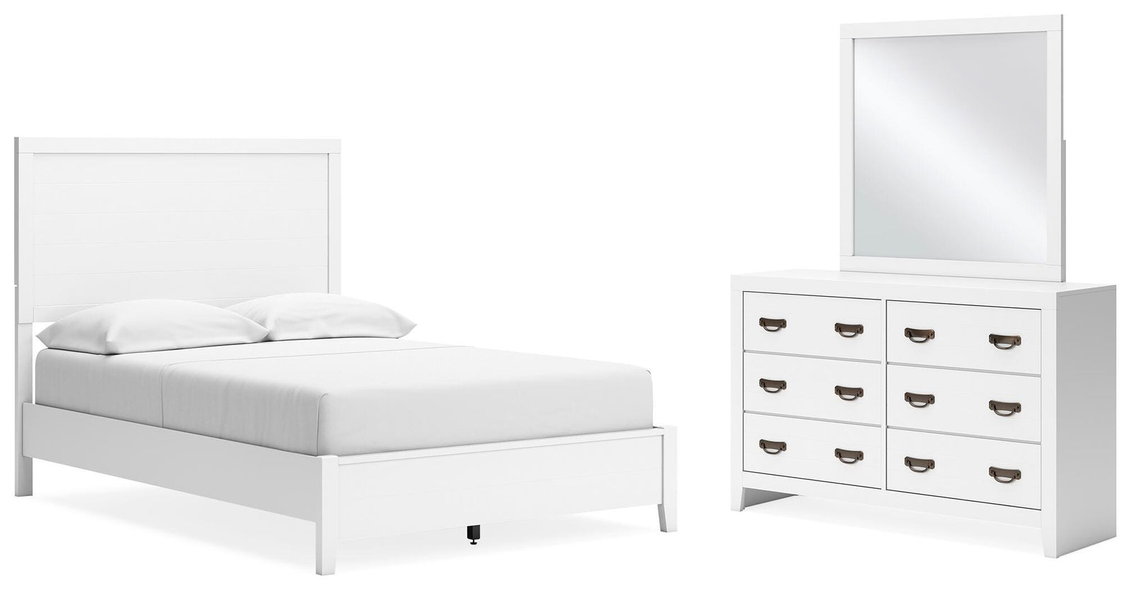 Binterglen Panel Bed, Dresser and Mirror - White  (B427-SI)