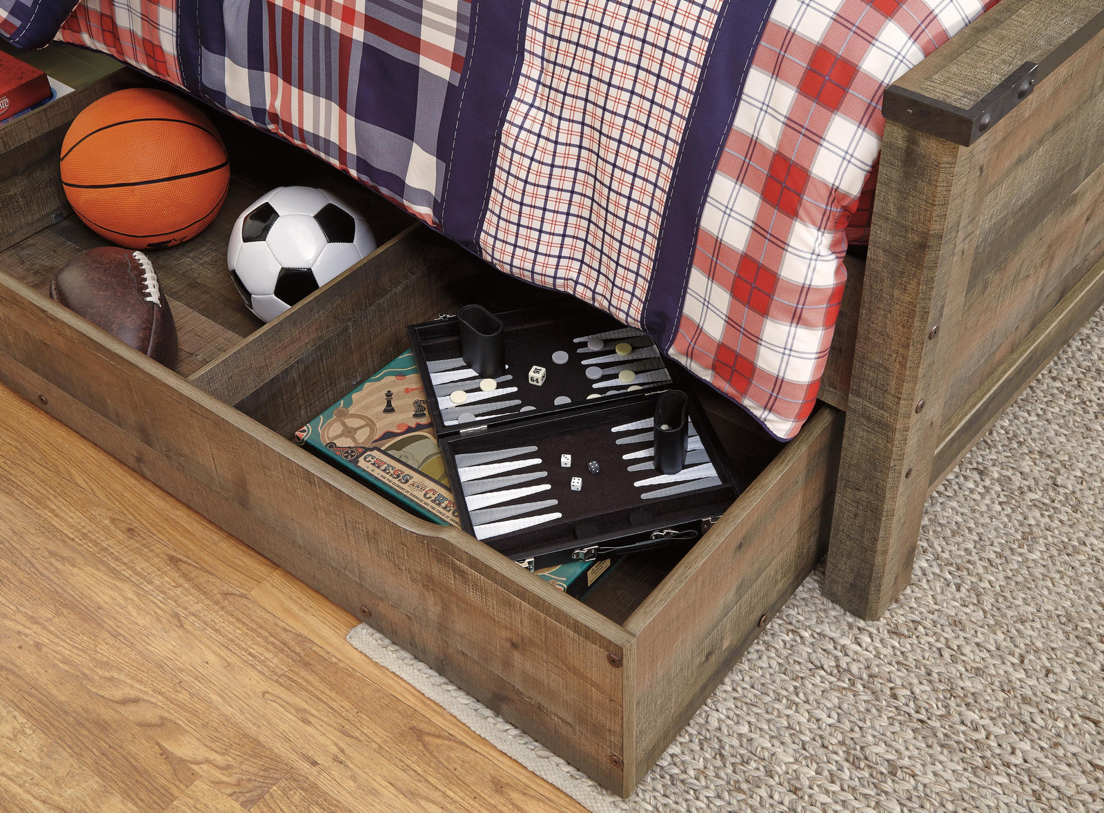 Trinell Storage Bed, Chest and Nightstand - Brown  (B446-SI) - Image 10