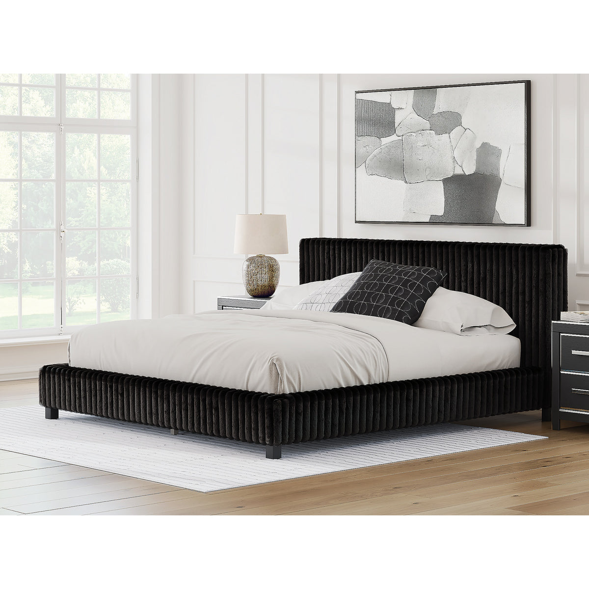 Zuraleus King Upholstered Bed, Dresser, Mirror and 2 Nightstands (PCB3380-SI) - Image 25