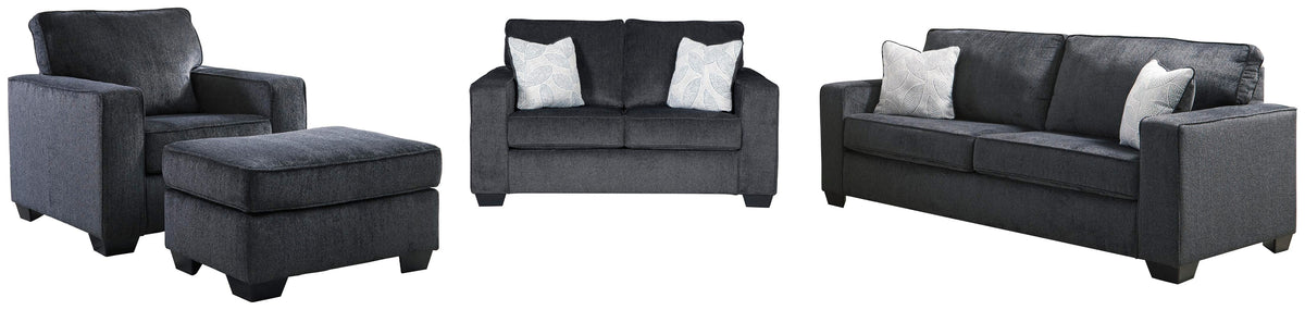 Altari Sofa, Loveseat, Chair and Ottoman (87213-SI)