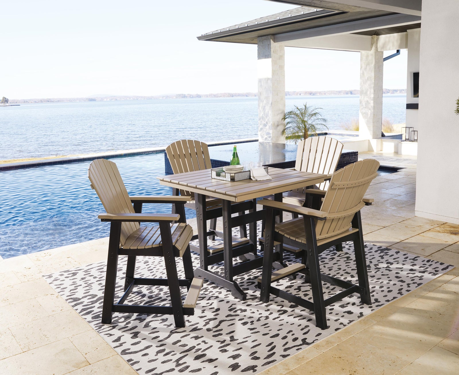 Fairen Trail Outdoor Counter Height Dining Table with 4 Barstools (P211-SI) - Image 5