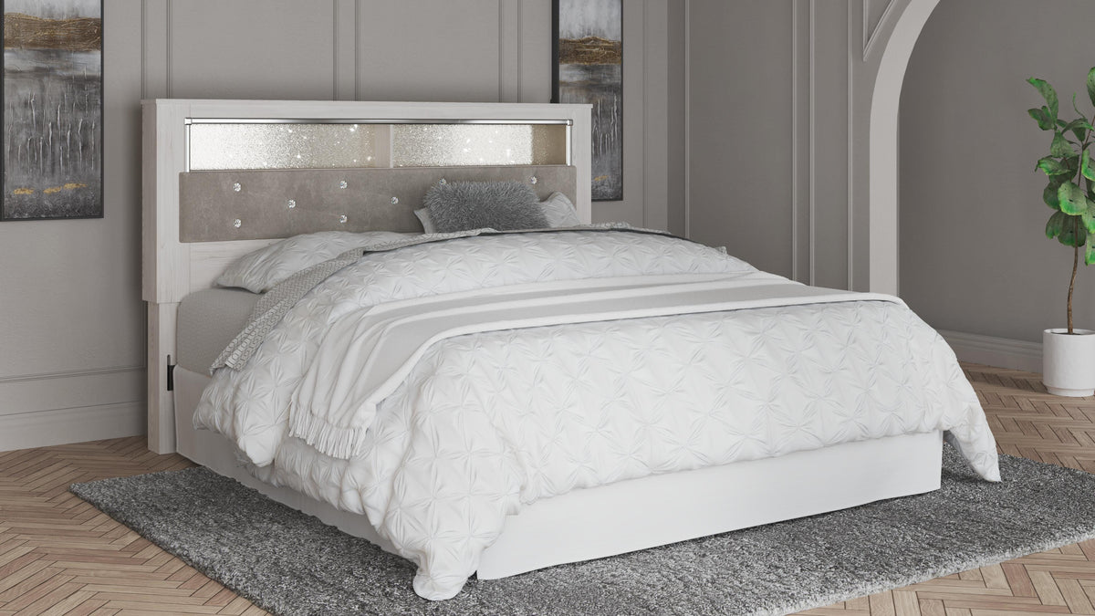 Altyra Upholstered Panel Bookcase Headboard - White  (B2640-SI) - Image 3