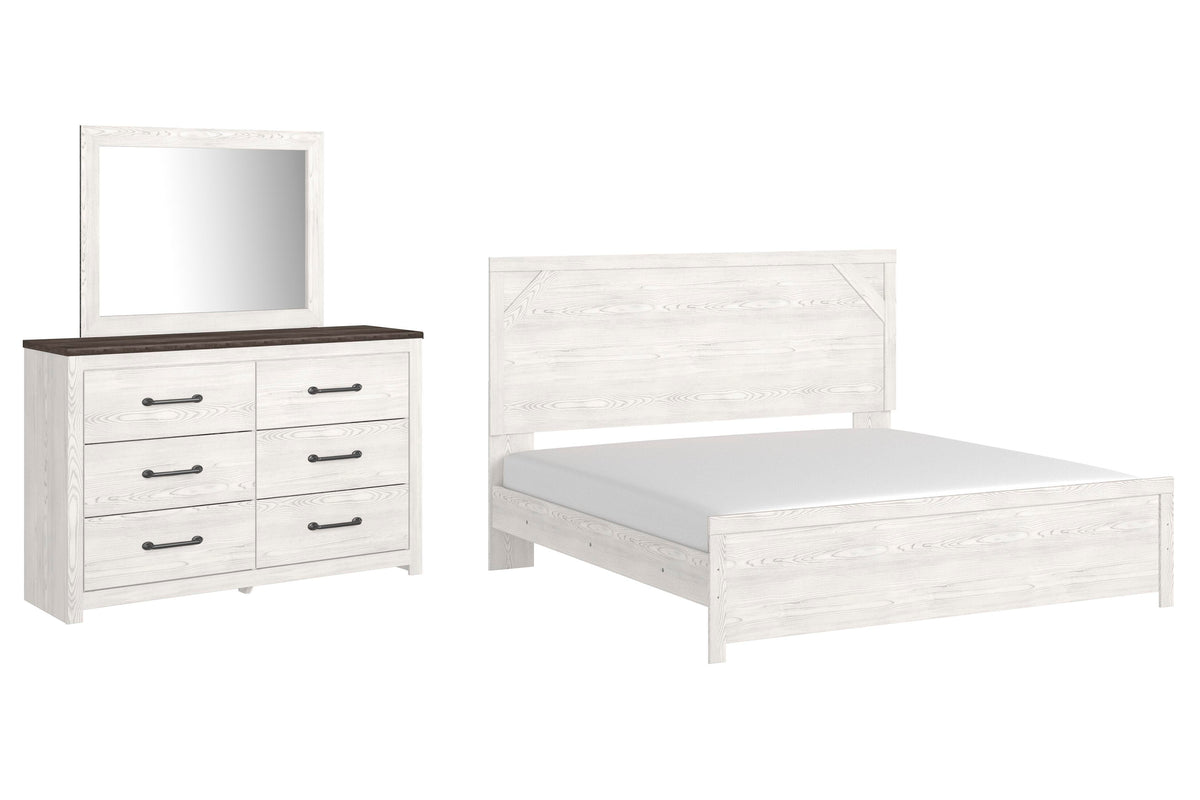 Gerridan Panel Bed, Dresser and Mirror - White/Gray  (B1190-SI)