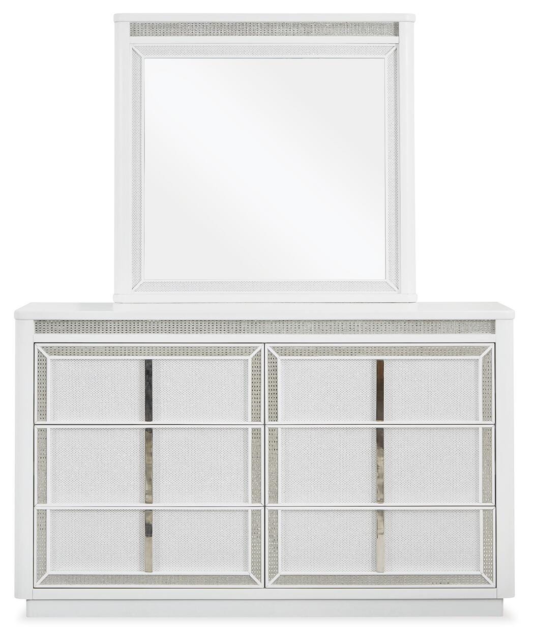 Chalanna Dresser and Mirror - White  (B822-SI)