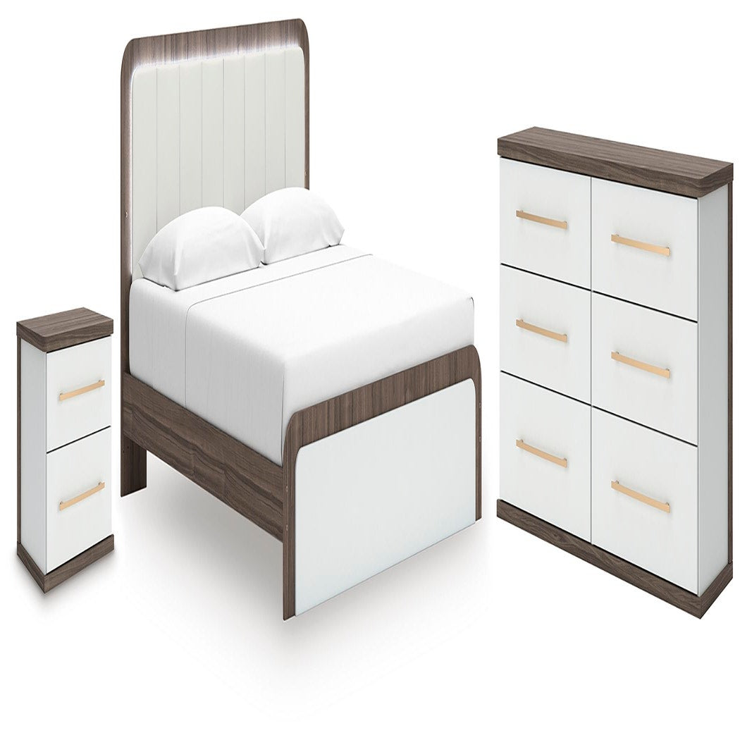 Kendanport King Platform Bed, Dresser, Mirror and Nightstand (PCB1108-SI)