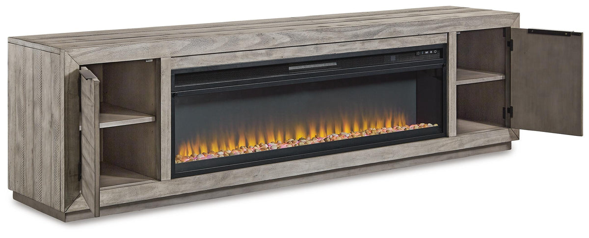 Naydell 92 TV Stand with Electric Fireplace (W996-SI) - Image 3