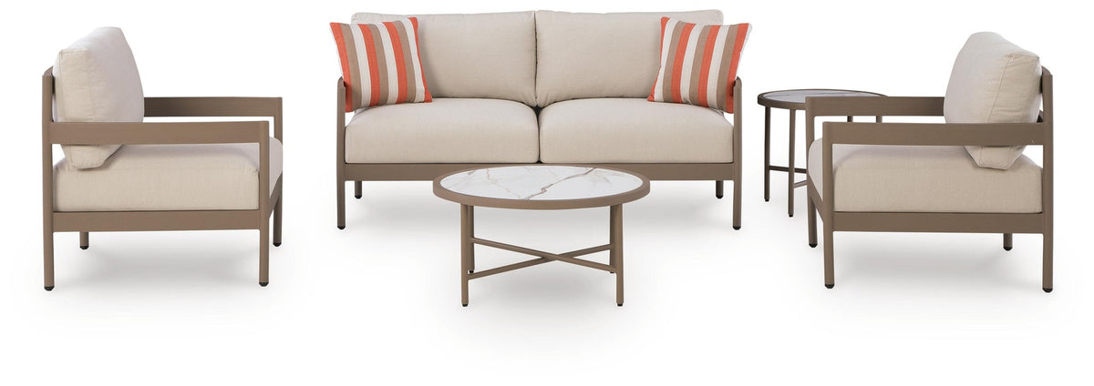 Bluff Trail Outdoor Love/Chairs/Tables Set (Set of 5) (PCP383-SI)