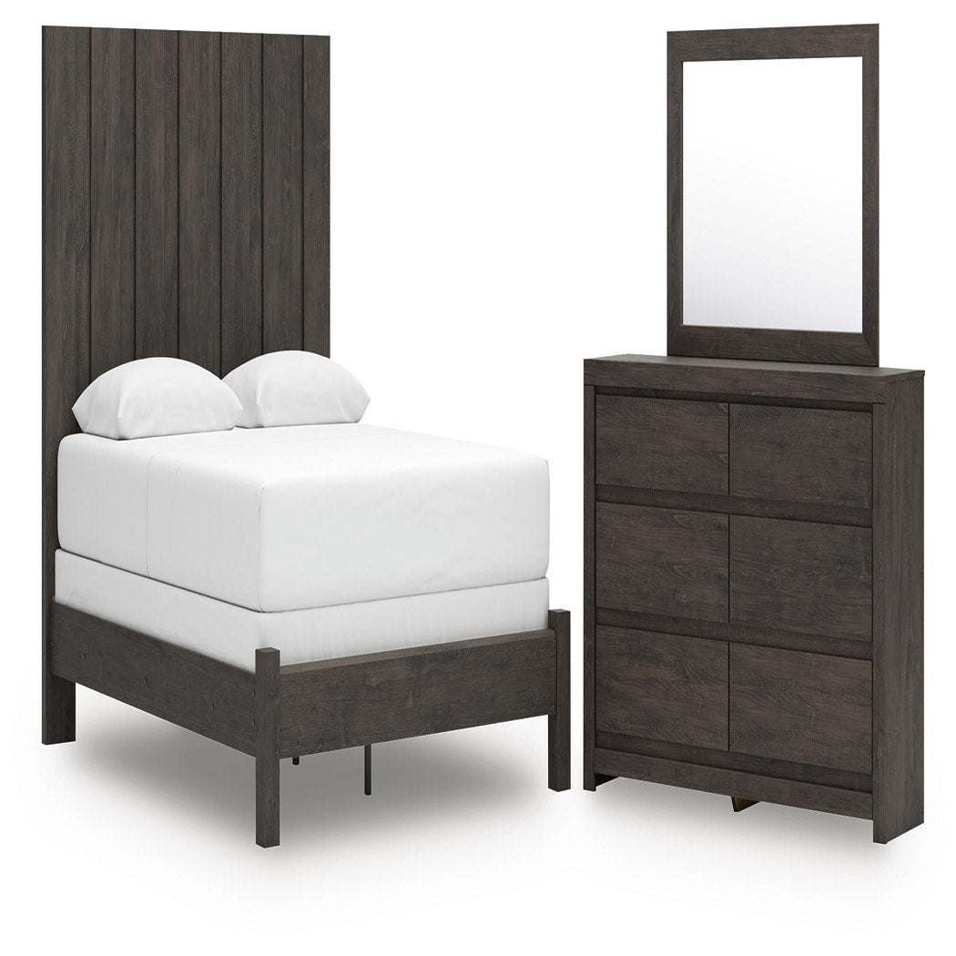Fraluna Queen Panel Bed, Dresser and Mirror (PCB3370-SI)