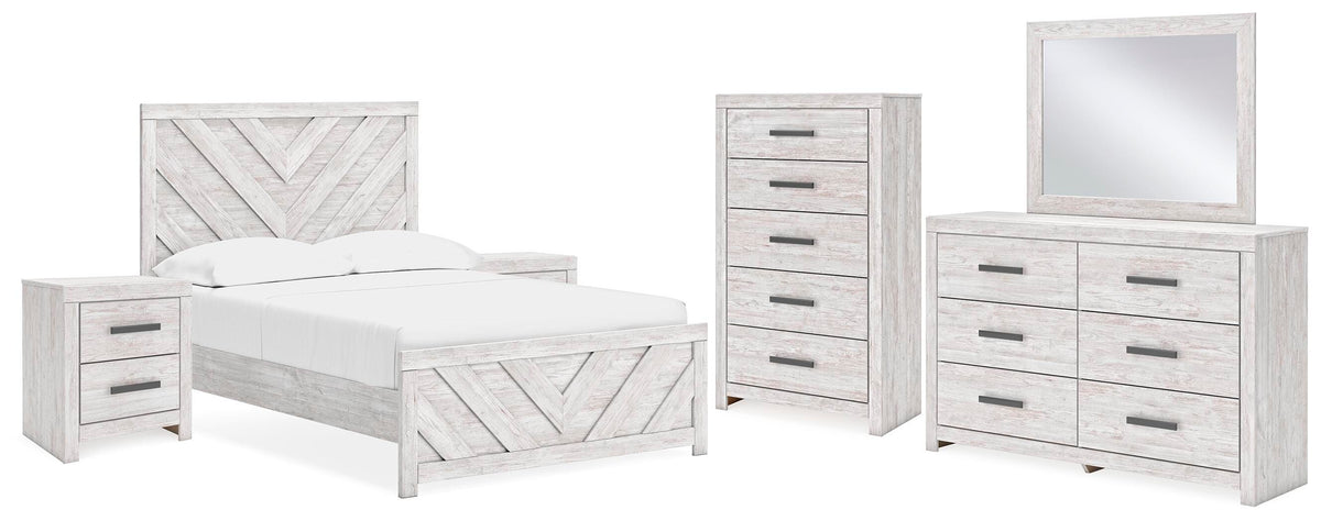Cayboni Panel Bed, Dresser, Mirror, Chest and 2 Nightstands (B3788-SI)