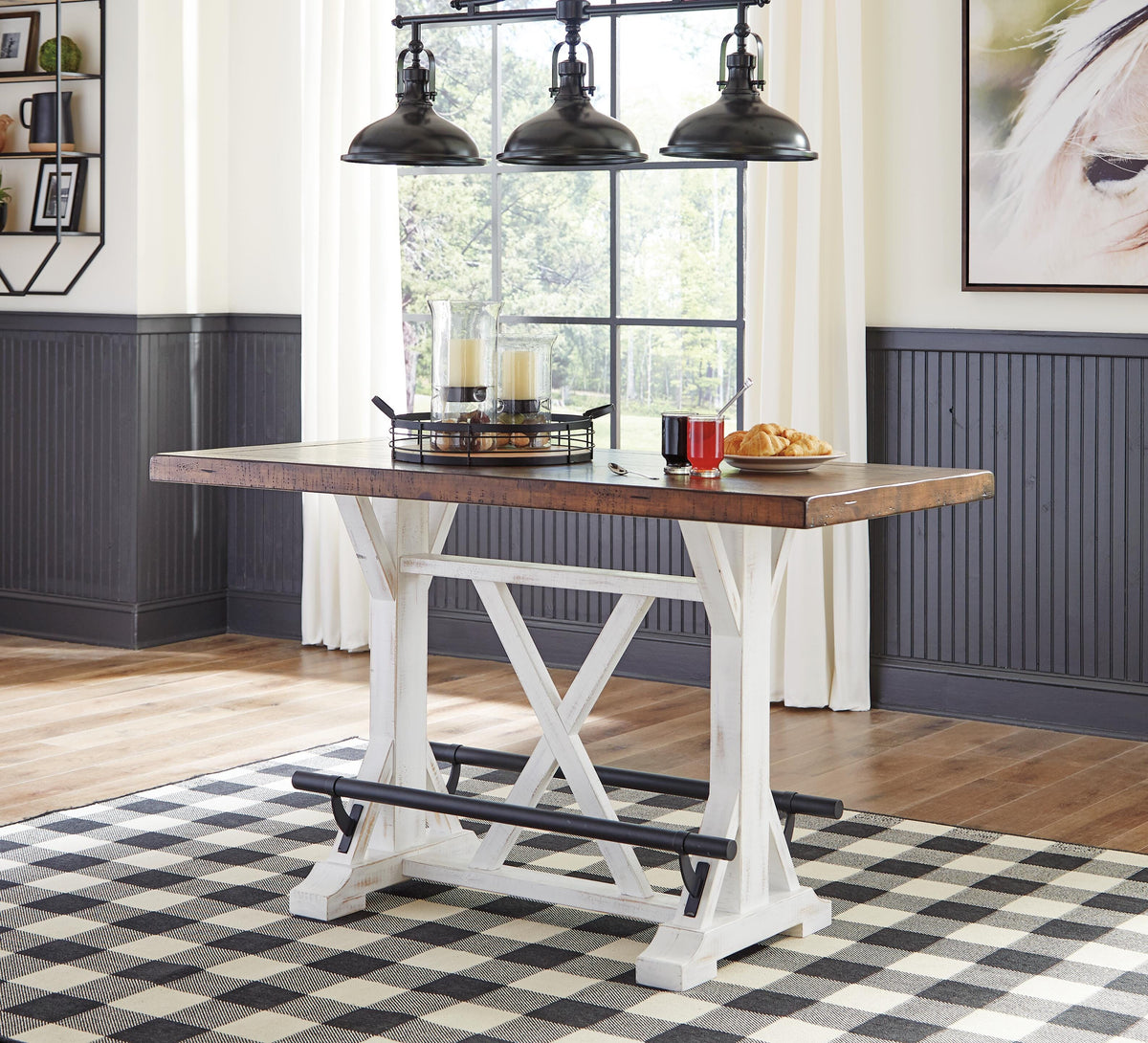 Valebeck Counter Height Dining Table, 6 Barstools and Server (D546-SI) - Image 6