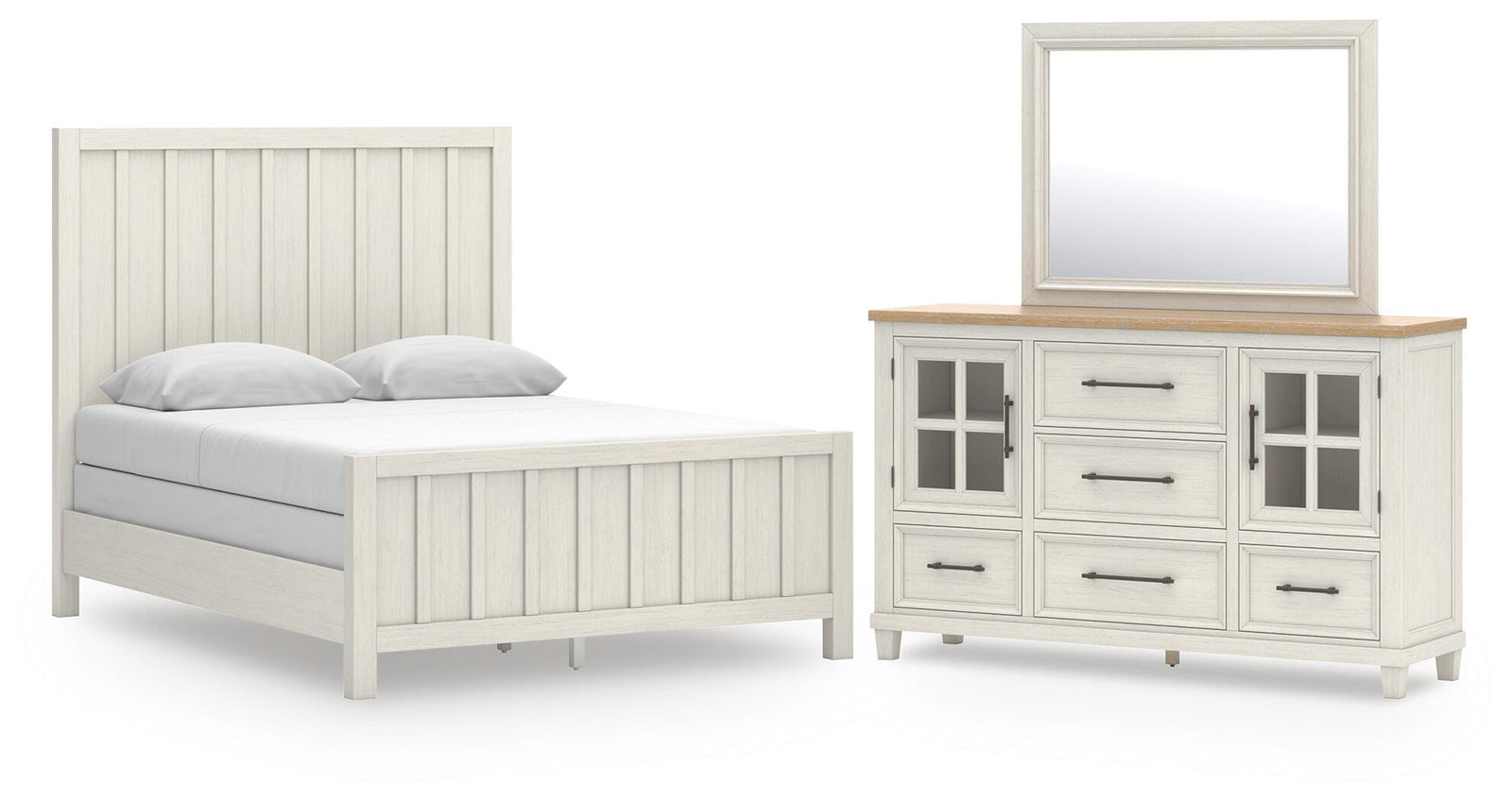 Shaybrock Panel Bed, Dresser and Mirror (B683-SI)