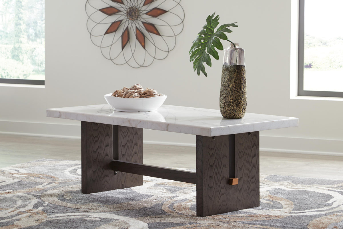 Burkhaus Coffee Table and 2 Ends - White/Dark Brown  (T779-SI) - Image 11