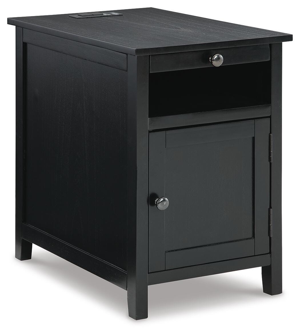 Treytown Chairside End Table - Black  (T300-SI)