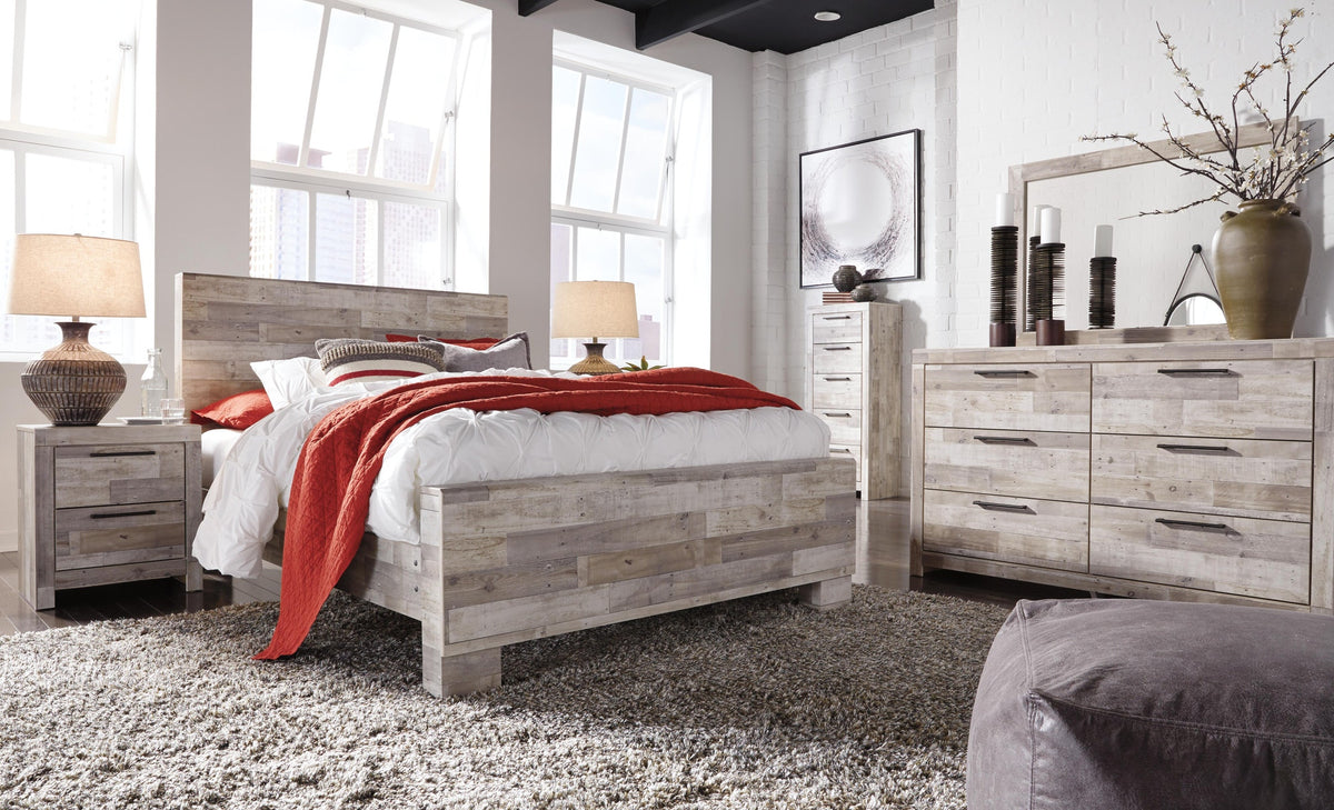Effie Panel Bed - Whitewash  (B255-SI) - Image 3