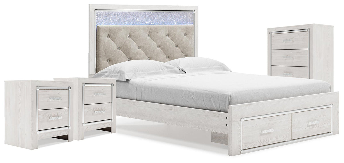 Altyra Storage Bed, Chest and 2 Nightstands - White  (B2640-SI)