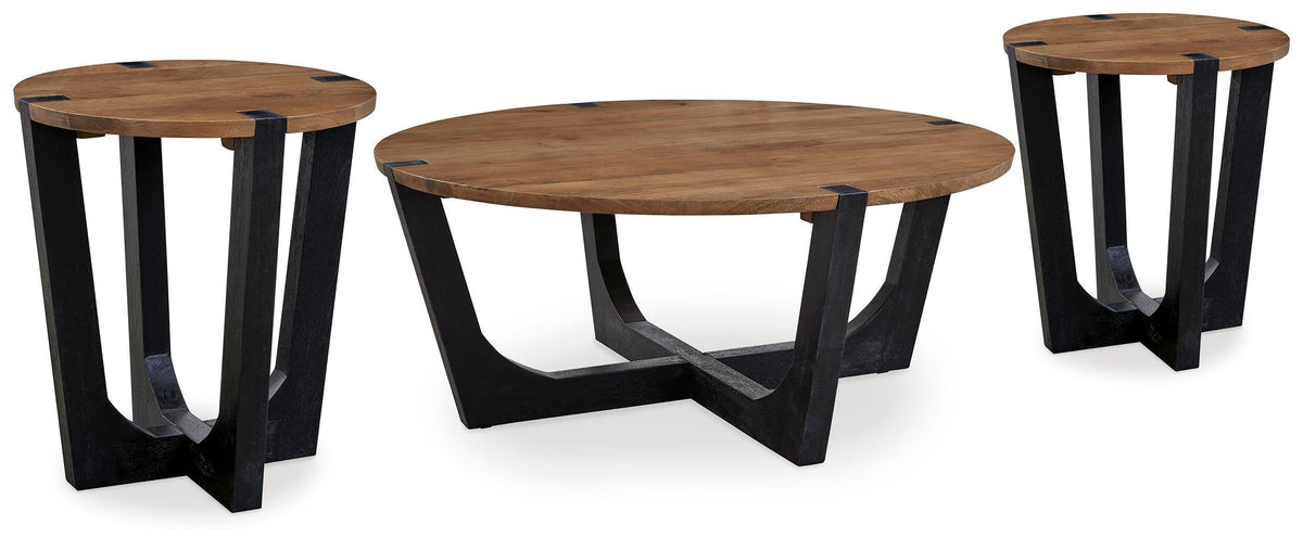 Hanneforth Coffee Table and 2 End Tables - Brown/Black  (T726-SI) - Image 2