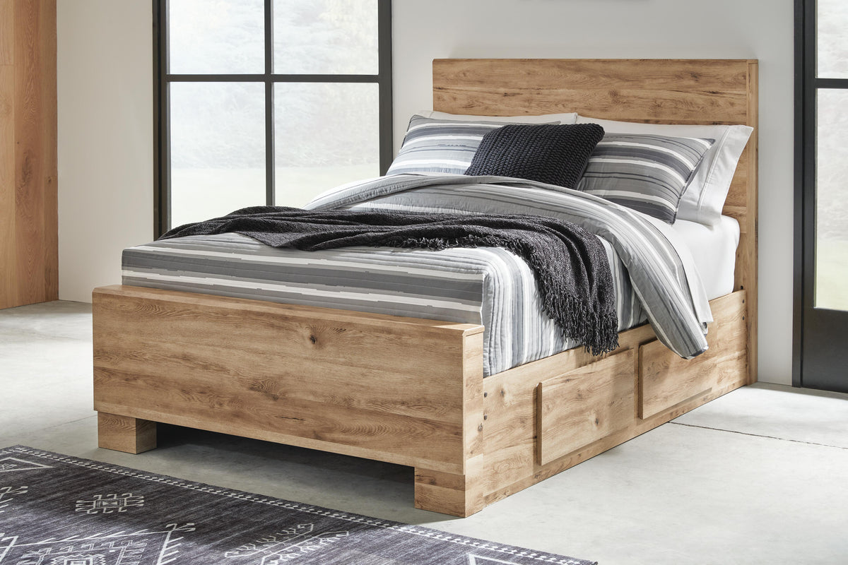 Hyanna Panel Bed with 2 Side Storage, Dresser and Mirror - Tan Brown  (B1050-SI) - Image 9