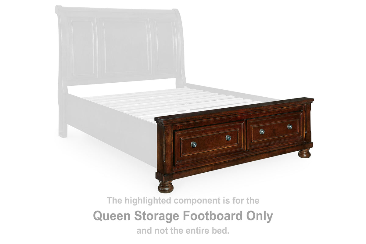 Porter Queen Storage Footboard - Rustic Brown  (B697-SI)