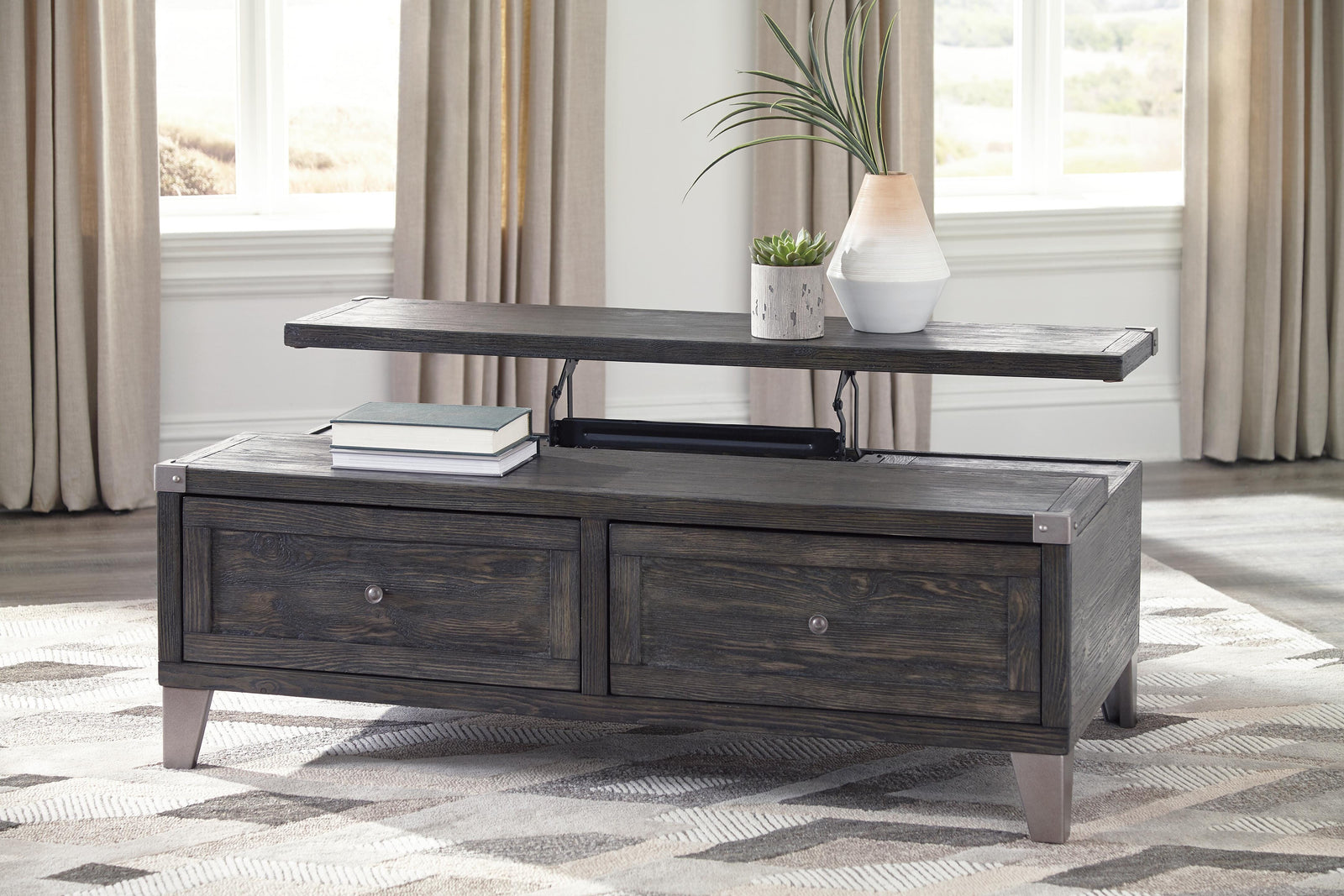 Todoe Coffee Table with Lift Top - Dark Gray  (T901-SI) - Image 3