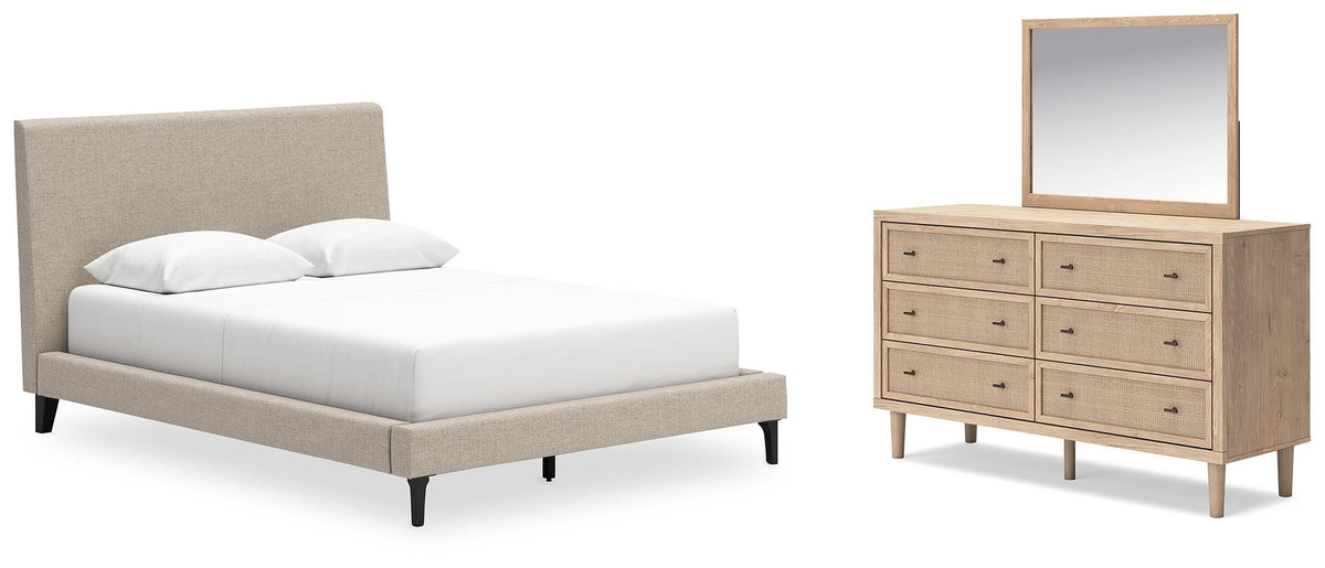 Cielden Upholstered Bed, Dresser and Mirror (B1199-SI)