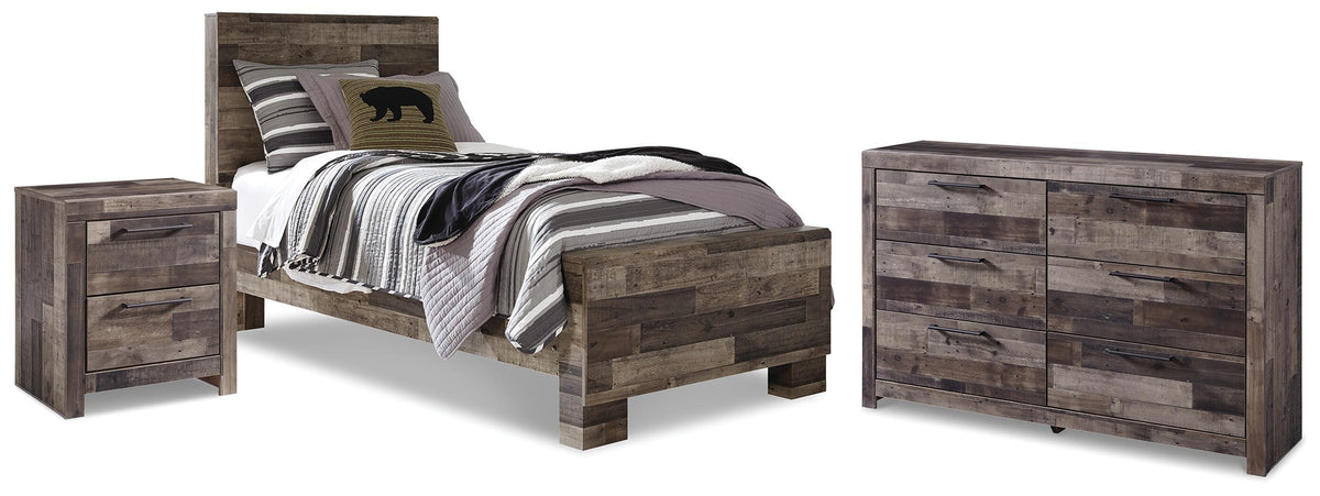 Derekson Panel Bed, Dresser and Nightstand - Multi Gray  (B200-SI)