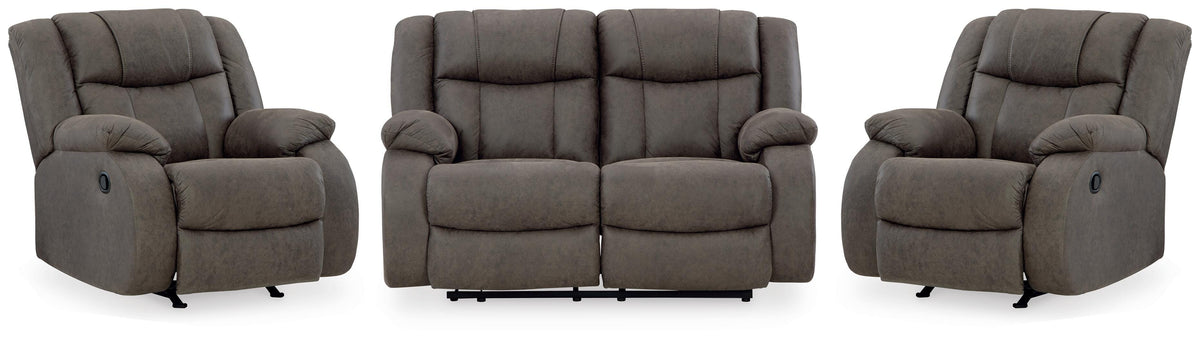 First Base Reclining Loveseat and 2 Recliners (68804-SI)
