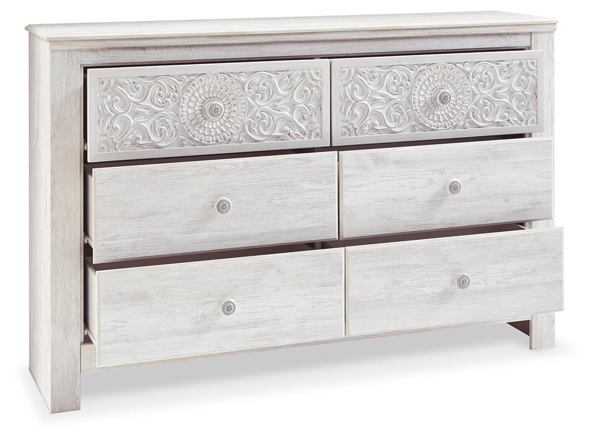 Paxberry Panel Bed and Dresser - Whitewash  (B181-SI) - Image 4