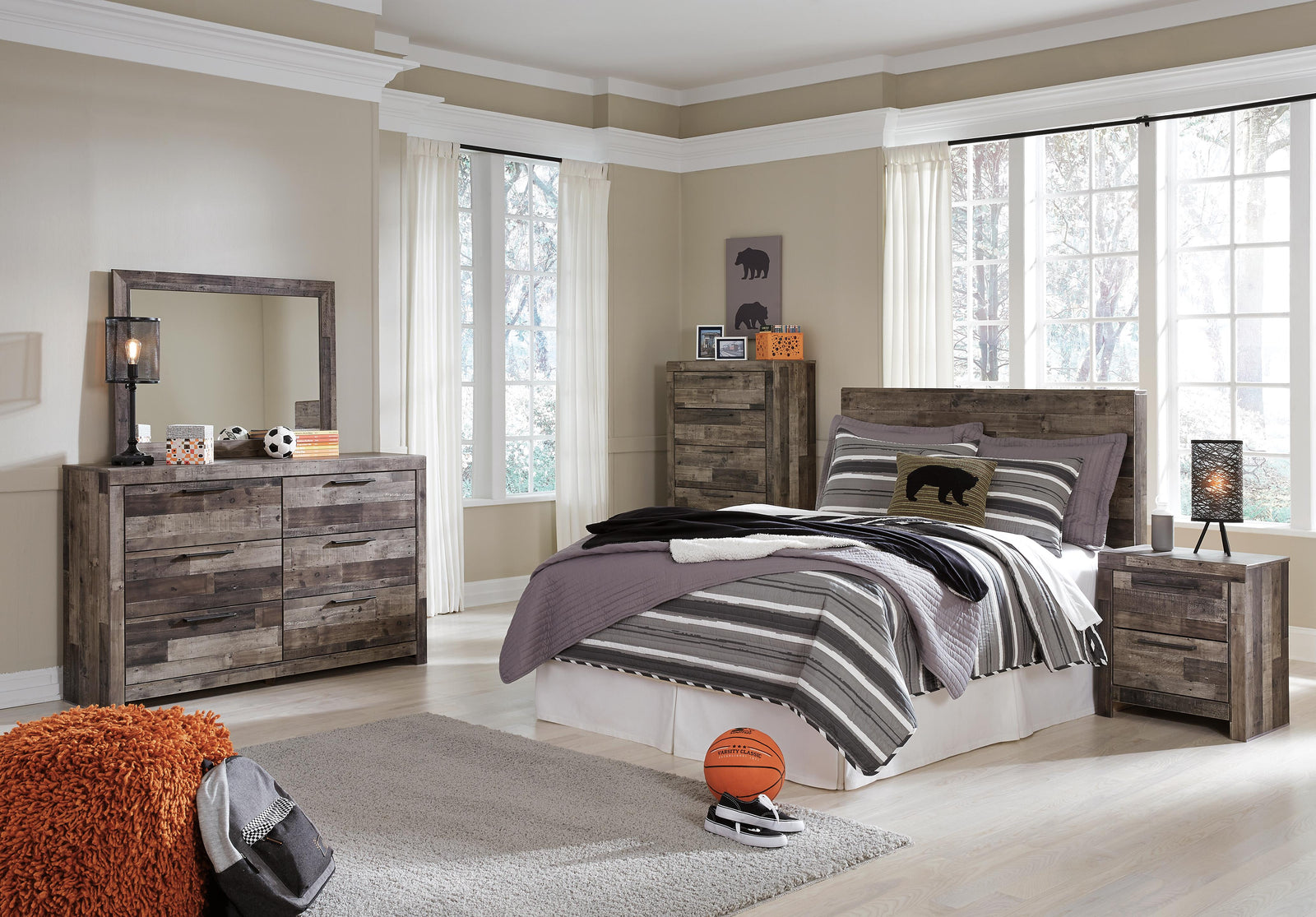 Derekson Panel Headboard, Chest and Nightstand - Multi Gray  (B200-SI) - Image 8