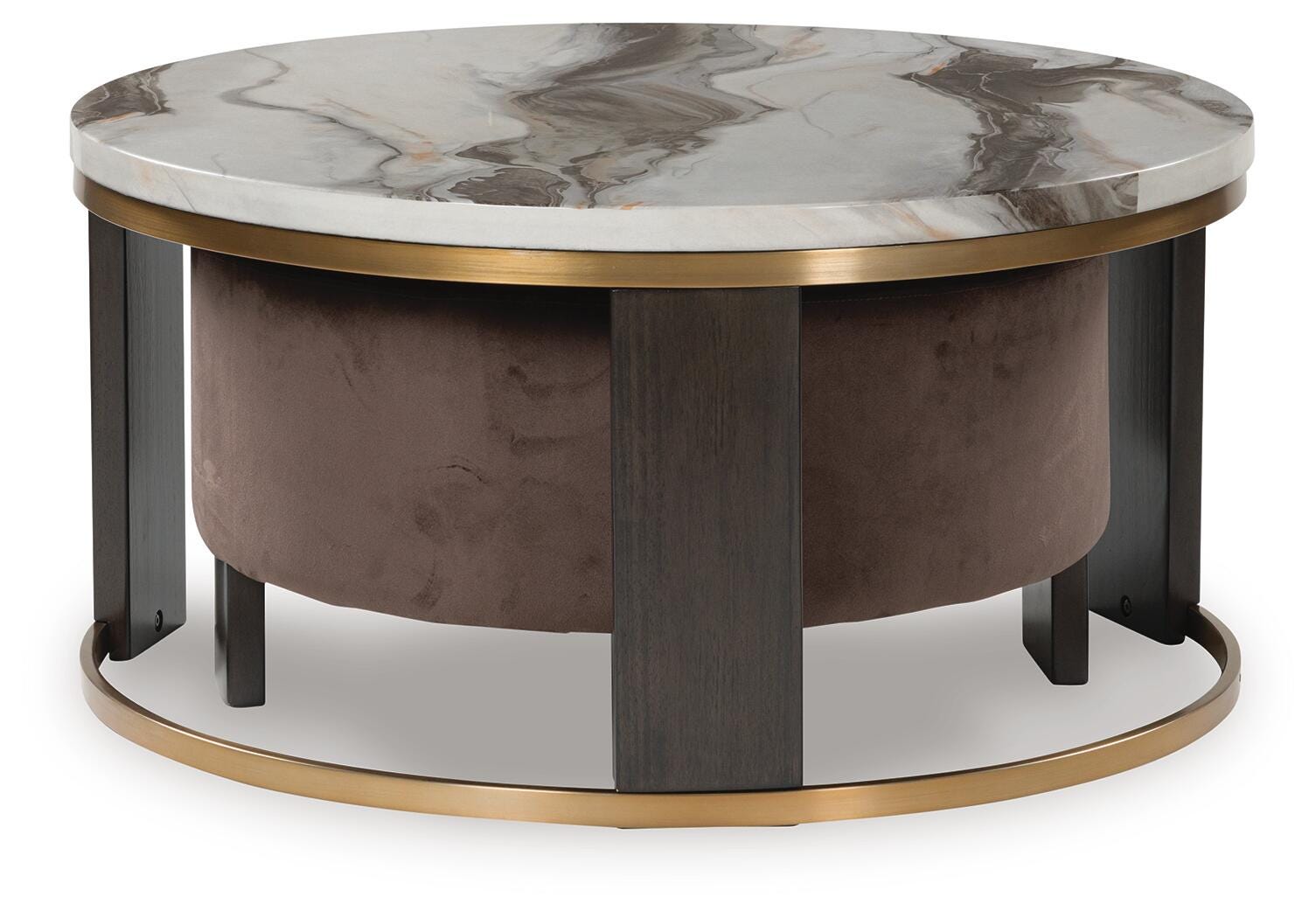 Jazmore Nesting Coffee Table (Set of 2) - Brown/Brass Finish  (T671-SI) - Image 3