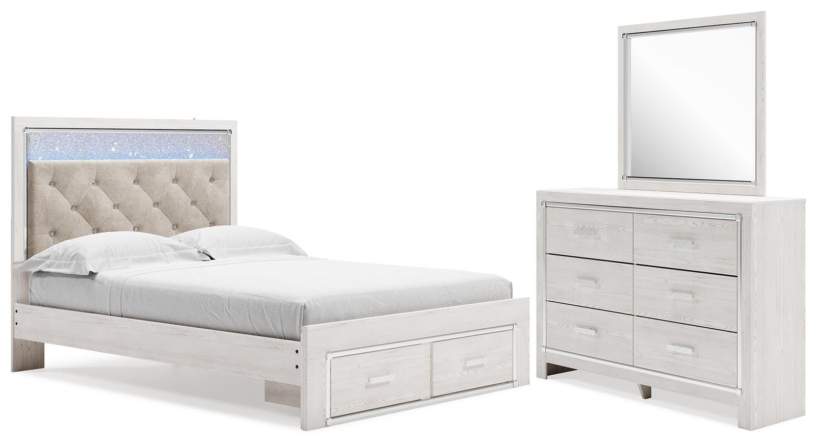 Altyra Upholstered Panel Storage Bed, Dresser and Mirror (B2640-SI)