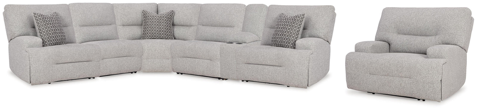 Acklen Place 6-Piece Power Reclining Sectional and Power Recliner (93605-SI) - Image 2