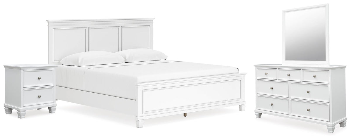 Fortman Panel Bed, Dresser, Mirror and Nightstand - White  (B680-SI) - Image 2