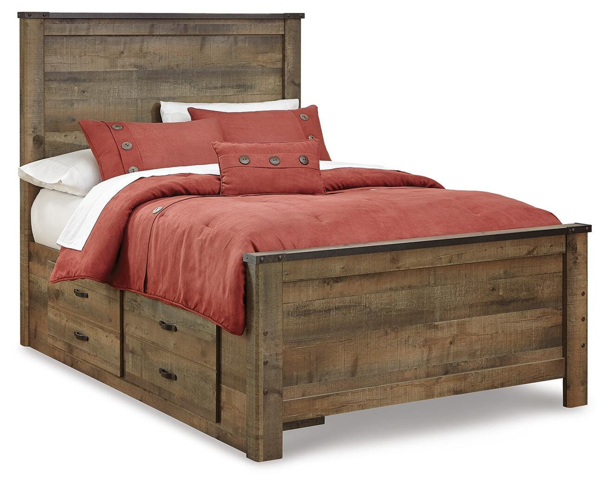Trinell Panel Bed with 2 Storage Drawers (Youth) - Brown  (B446-SI)