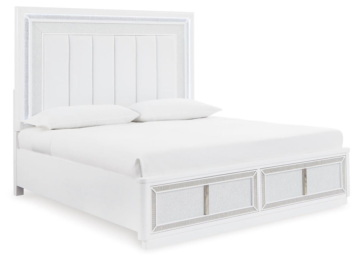 Chalanna Upholstered Storage Bed - White  (B822-SI)