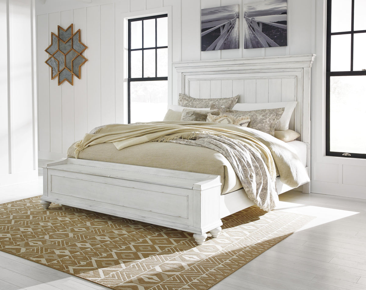 Kanwyn Panel Bed with Storage Bench - Whitewash  (B777-SI) - Image 7