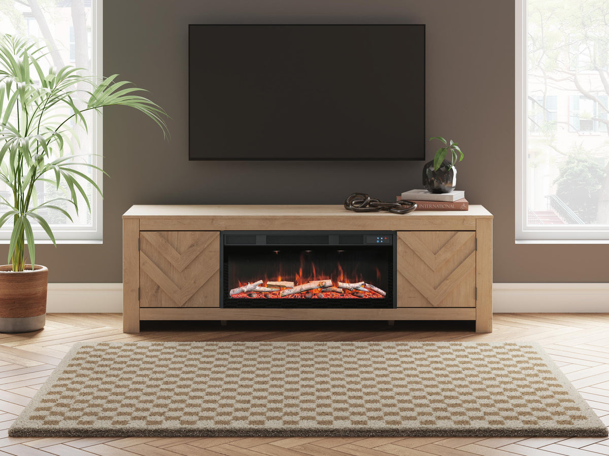 Cayboni 71 TV Stand with Electric Fireplace (W3787-SI) - Image 6