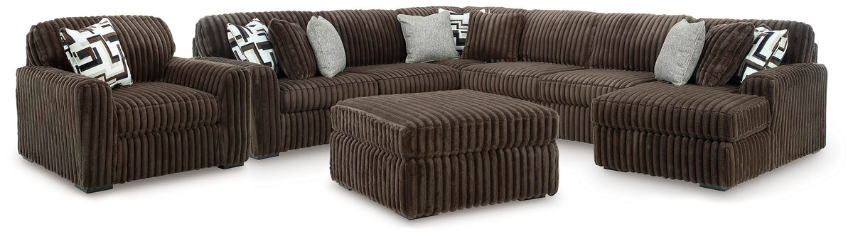 Midnight-Madness 4-Piece Sectional with Chaise, Oversized Chair and Ottoman (98104-SI)
