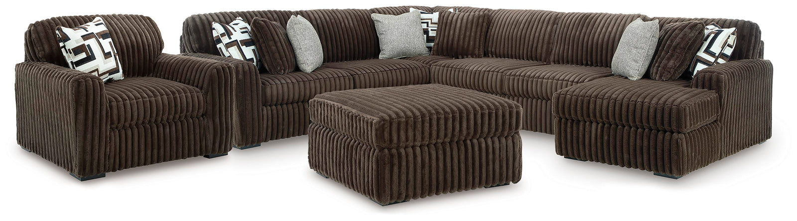 Midnight-Madness 4-Piece Sectional with Chaise, Oversized Chair and Ottoman (98104-SI)