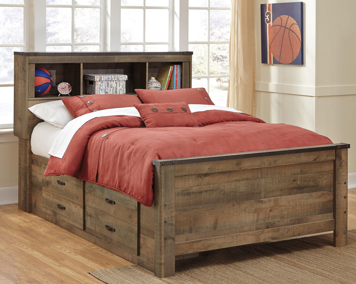 Trinell Panel Bed with 2 Storage Drawers (Youth) - Brown  (B446-SI) - Image 2